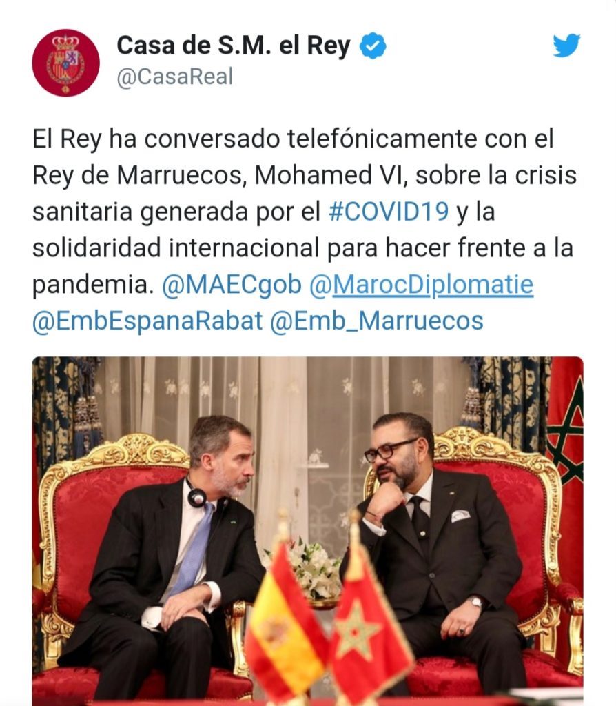 Maroc-Espagne : Entretien téléphonique entre SM le Roi Mohammed VI et le Roi Felipe VI